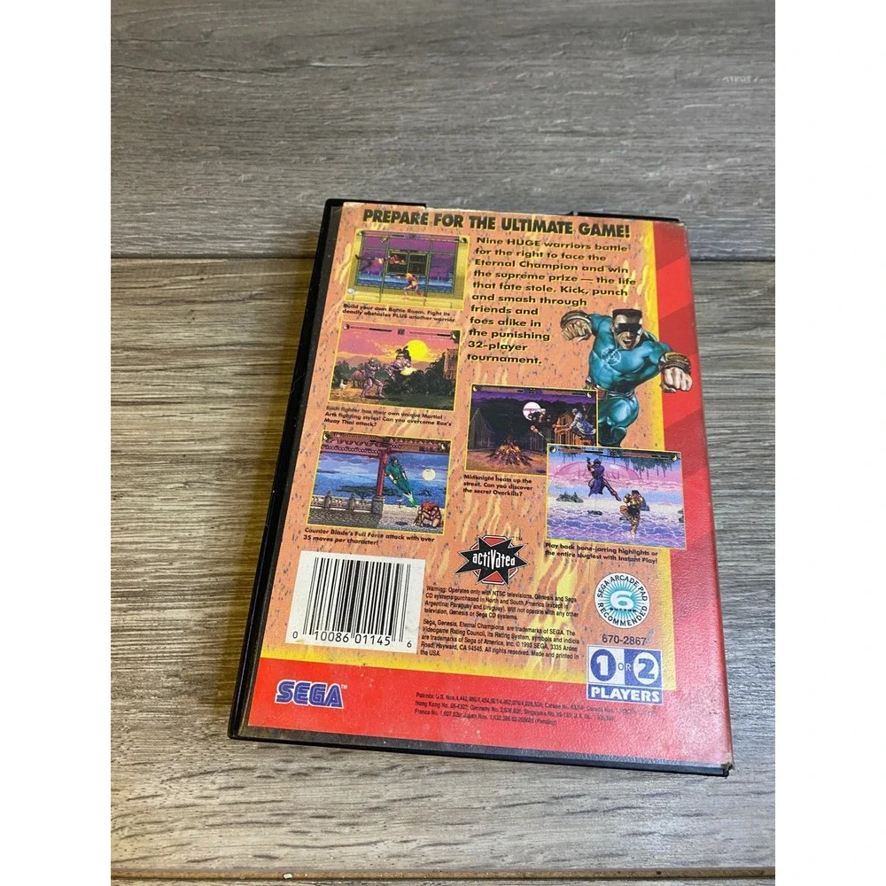 Eternal Champions Sega Genesis Fighting Game Black Cartridge with Case ‎ MA-13